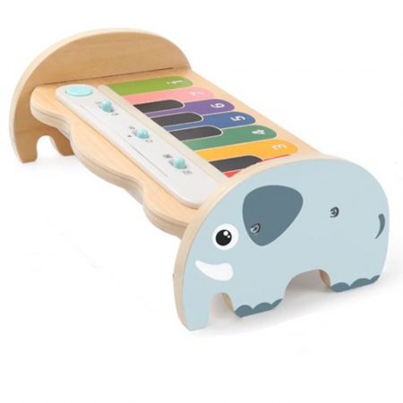 Pian cu taste touch si lumini, elefantul vesel, din lemn Artist - instrumente muzicale - Pian cu taste touch si lumini, elefantul vesel, din lemn