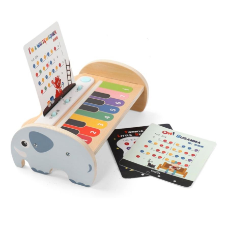 Pian cu taste touch si lumini, elefantul vesel, din lemn Artist - instrumente muzicale - Pian cu taste touch si lumini, elefantul vesel, din lemn