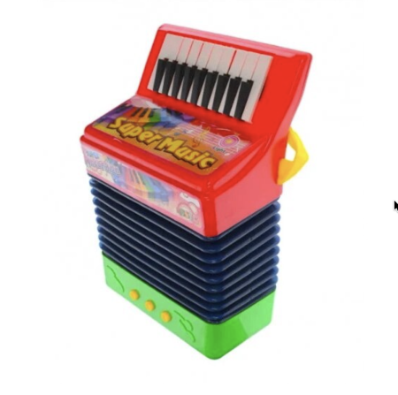 Jocuri si Jucarii - Acordeon De Jucarie Copii Cu Lumini Intermitente Si Burduf Extensibil 21.3x29 cm 3 Ani