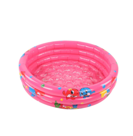 Piscine si saltele gonflabile - Piscina gonflabila copii cu podea gonflabila, 3 inele roz, 90 cm