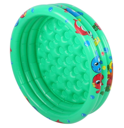 Piscina gonflabila copii cu podea gonflabila, 3 inele verzi, 150 cm [6]