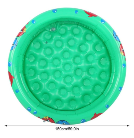 Piscina gonflabila copii cu podea gonflabila, 3 inele verzi, 150 cm [2]