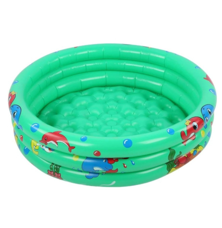 Piscine si saltele gonflabile - Piscina gonflabila copii cu podea gonflabila, 3 inele verzi, 150 cm
