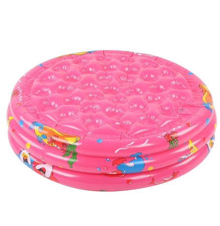 Piscine si saltele gonflabile - Piscina gonflabila copii cu podea gonflabila, 3 inele roz, 150 cm