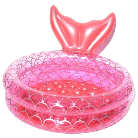 Jocuri si Jucarii - Piscina gonflabila copii Sirena rotunda, PVC, cu scurgere, 150 cm