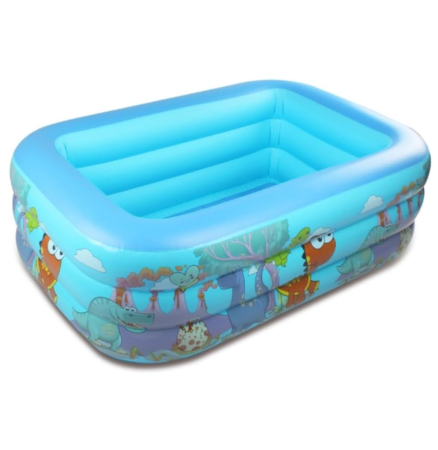 Piscina gonflabila cu podea gonflabila, dreptunghiulara, dino, albastru 150 × 105 × 50 cm [2]