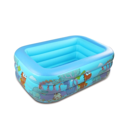 Piscine si saltele gonflabile - Piscina gonflabila cu podea gonflabila, dreptunghiulara, dino, albastru 150 × 105 × 50 cm
