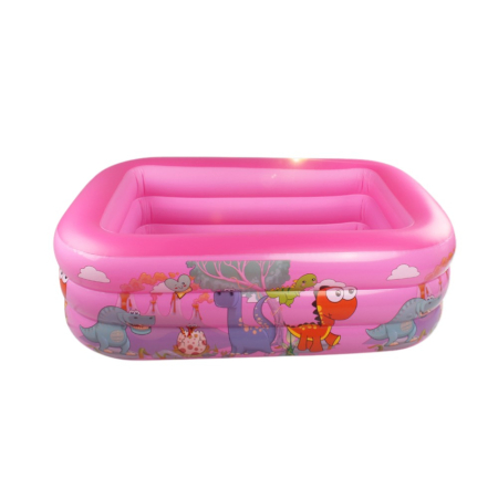 Jucarii de exterior - Piscina gonflabila cu podea gonflabila, dreptunghiulara, dino, roz 150 × 105 × 50 cm