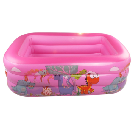 Jocuri si Jucarii - Piscina gonflabila cu podea gonflabila, dreptunghiulara, dino, roz, 210 x 138 x 55 cm