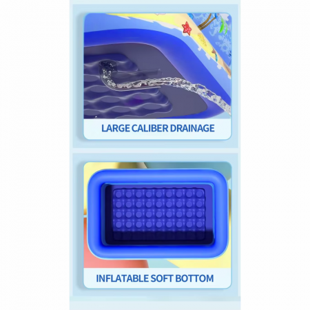 Piscina gonflabila cu podea gonflabila, dreptunghiulara, dino, albastru 150 × 105 × 50 cm [5]