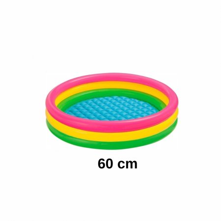 Piscina gonflabila cu podea gonflabila, trei inele colorate 60 cm Piscine si saltele gonflabile - Piscina gonflabila cu podea gonflabila, trei inele colorate 60 cm
