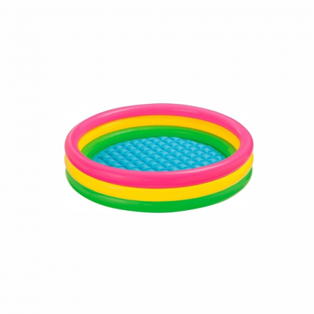 Piscina gonflabila cu podea gonflabila, trei inele colorate 60 cm Piscine si saltele gonflabile - Piscina gonflabila cu podea gonflabila, trei inele colorate 60 cm