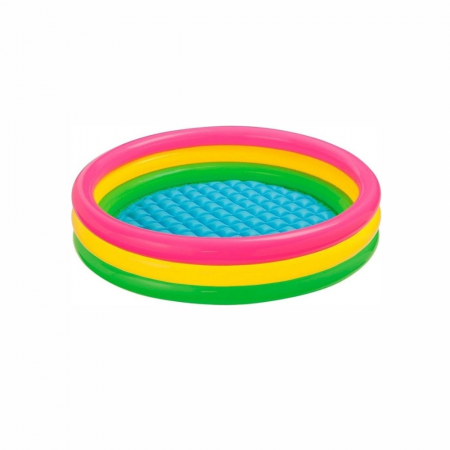 Gonflabile - Piscina gonflabila cu podea gonflabila, trei inele colorate 86 cm
