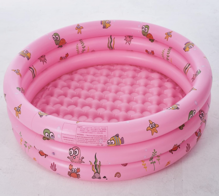 Piscina gonflabila cu podea gonflabila, trei inele roz, 130 cm [2]