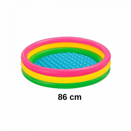 Gonflabile - Piscina gonflabila cu podea gonflabila, trei inele colorate 86 cm