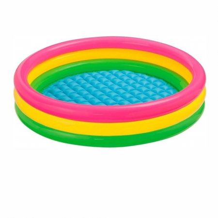 Gonflabile - Piscina gonflabila cu podea gonflabila, trei inele colorate 150 cm