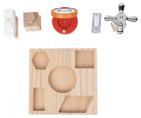 Placa Busy Board cu 5 activitati, tine-l ocupat pe bebe, din lemn [3]
