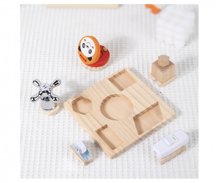 Placa Busy Board cu 5 activitati, tine-l ocupat pe bebe, din lemn [6]