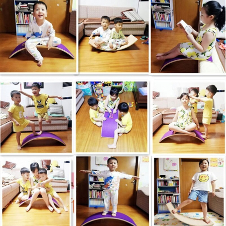 Placa de echilibru din lemn, Balance Board - Curcubeu [8]