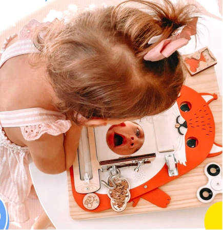 Placa Montessori Busy Board 17 activitati Veverita, din lemn [6]