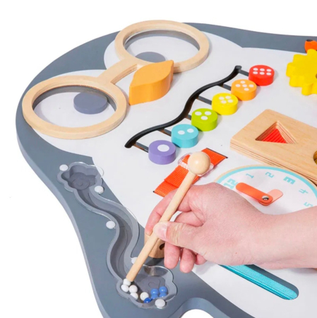 Placa Montessori Busy Board Pinguin, din lemn [5]