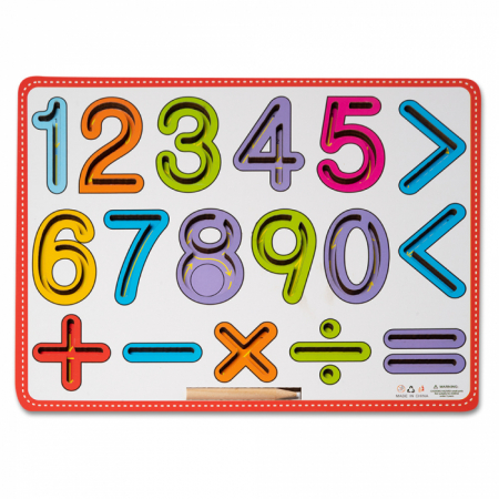 Placa Montessori Invata sa scrii Cifrele si semnele matematice, din lemn [0]