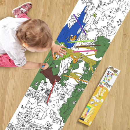 Jocuri si Jucarii - Plansa de Colorat tip Rulou Autoadeziv Ocean, 200x30 cm cu 12 Creioane  Descriere Produs: