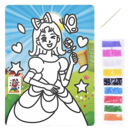 Plastilina, slime, nisip de modelat - Planssa A4 Pictura cu Nisip colorat