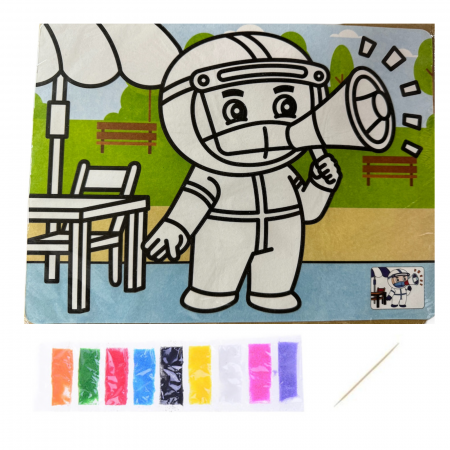 Plastilina, slime, nisip de modelat - Planssa A4 Pictura cu Nisip colorat