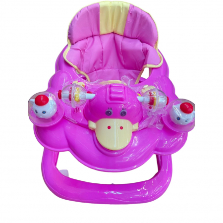 Premergatoare si antemergatoare - Premergator reglabil pe inaltiime, pliabil, roti de silicon si panou cu jucarii, Ratusca, roz