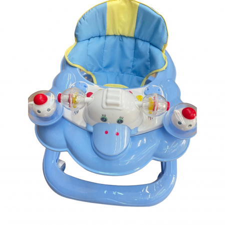 Premergatoare si antemergatoare - Premergator reglabil pe inaltiime, pliabil, roti de silicon si panou cu jucarii, Ratusca, bleu