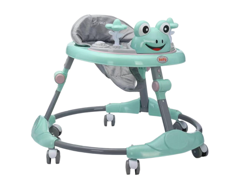 La plimbare - Premergator reglabil pe inaltime cu panou detasabil Broscuta Verde, pliabil, 6 roti, 6 luni+