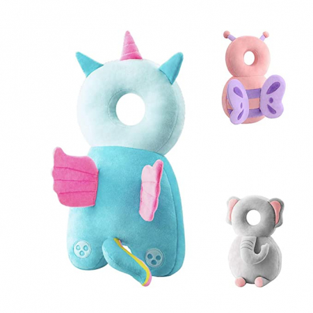 Protectie de cap si spate pentru bebelusi, din plus, de tip rucsacel, Unicorn bleu [2]