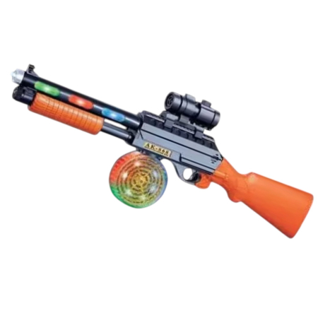 Jocuri si Jucarii - Pusca De Jucarie Copii AK-868 Cu Sunete Lumini LED Si Vibratii 45 cm 3 Ani