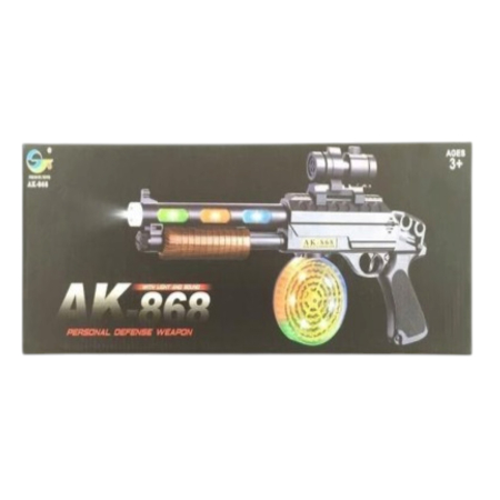 Jocuri si Jucarii - Pusca De Jucarie Copii AK-868 Cu Sunete Lumini LED Si Vibratii 45 cm 3 Ani