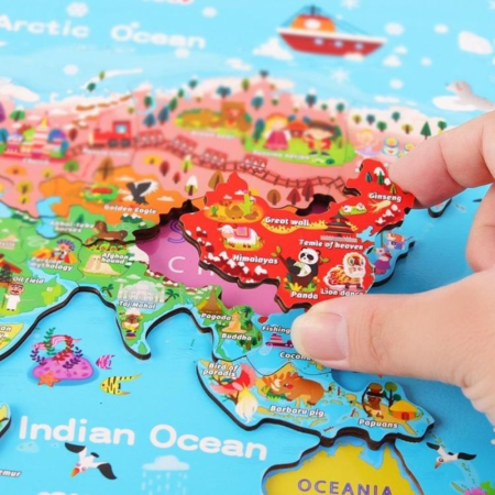 Puzzle magnetic Harta lumii, cu istorie, 32 piese, din lemn [2]