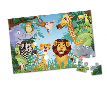 Puzzle clasic - Puzzle bebe cu 48 piese mari, Animale din Jungla