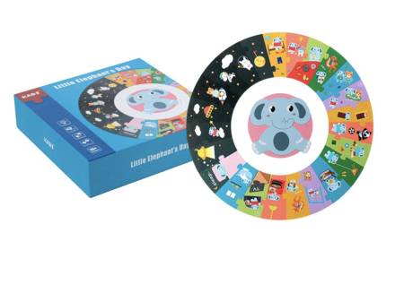 Jocuri si Jucarii - Puzzle Circular Educativ Rutina Zilnica A Elefantului KABI Diametru 50 cm 25 Piese Mari 18 Luni+