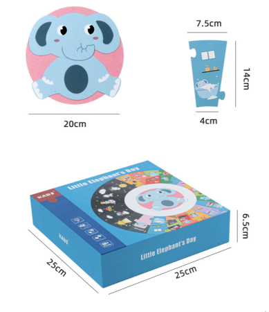 Puzzle Circular Educativ Rutina Zilnica A Elefantului KABI Diametru 50 cm 25 Piese Mari 18 Luni+ [4]