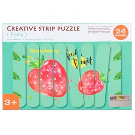 Puzzle cu piese betisoare din lemn, Creative Puzzle Stripes, Fructe [2]