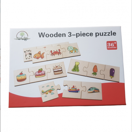 Jucarii din LEMN - de tip Montessori - Puzzle de Asociere cu Animale sau obiecte similare, 24 piese