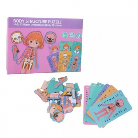 Jocuri si Jucarii - Puzzle din lemn sistemele Corpului uman - Fetita