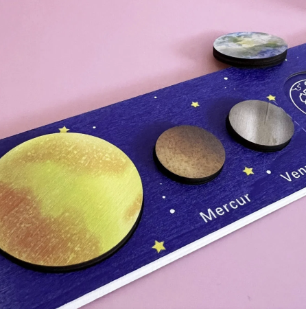 Jocuri si Jucarii - Puzzle din lemn tip incastru Planetele Sistemului Solar 3D pentru copii