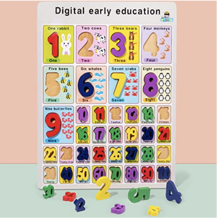 Puzzle Incastru 3D Lemn cu Numerele 1-100 și Imagini cu Animale – 40x30 cm [2]