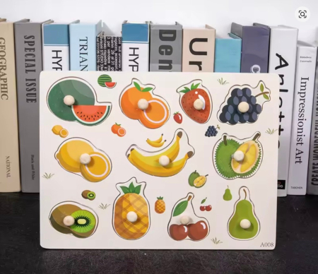 Puzzle Incastru Cu Buton si Imagini cu Fructe, din lemn [2]