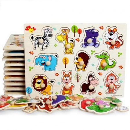 Puzzle lemn, incastru - Puzzle Incastru Din Lemn Cu Animale Salbatice Baby