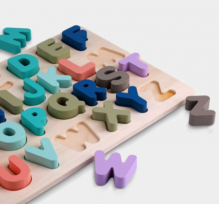 Puzzle Incastru Montessori Cu Litere Mari 3D Pastel [3]