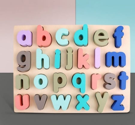 Puzzle Incastru Montessori Cu Litere Mici 3D Pastel [2]