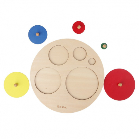 Puzzle lemn, incastru - Puzzle Incastru Montessori de Mari Dimensiuni, cu 5 Cercuri