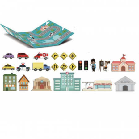 Jocuri si Jucarii - Puzzle magnetic Drumul spre scoala, 23 piese